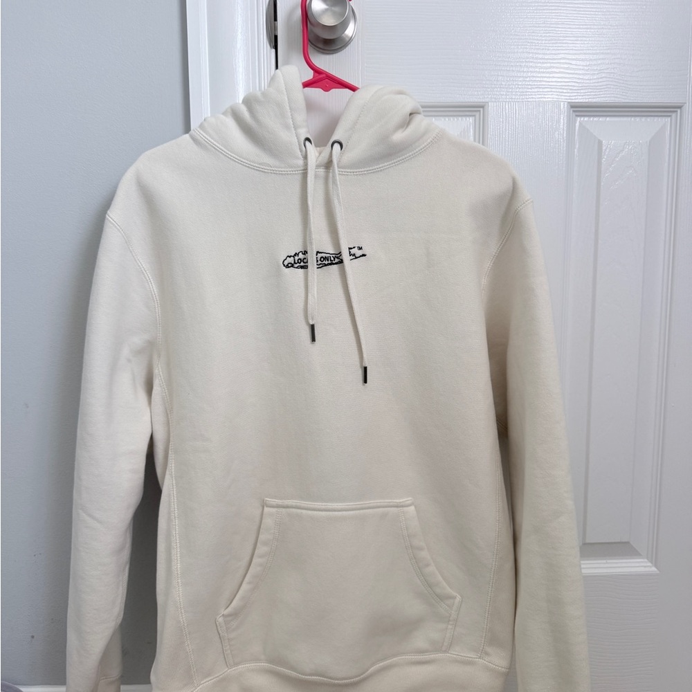 Men's Cream Hooded Sweatshirt with Minimal Logo